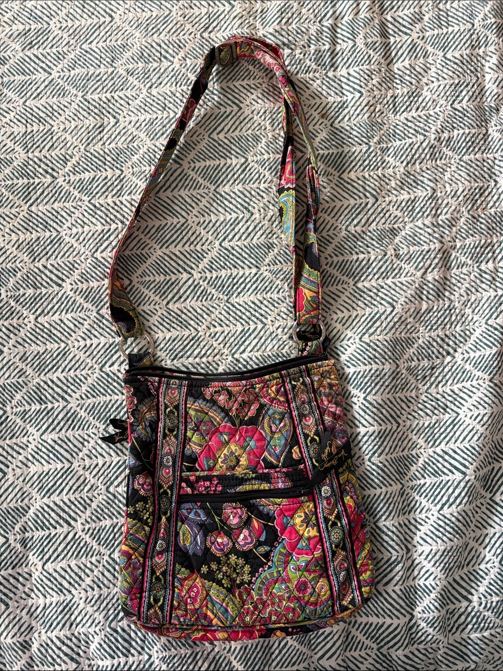 Vera Bradley Black and pink  Multicolor Quilted Floral Crossbody Bag